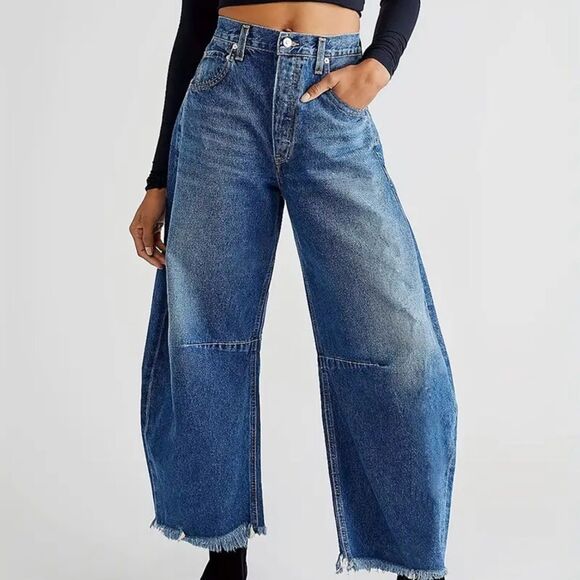 BWT Barrel Jean Wide Leg Denim - Picture 6 of 12